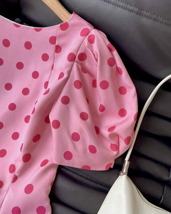 Pink Polka Dot Top