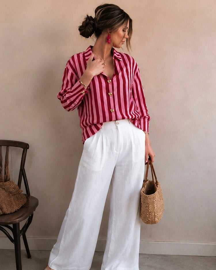 BURGUNDY & HOT PINK STRIPED SHIRT