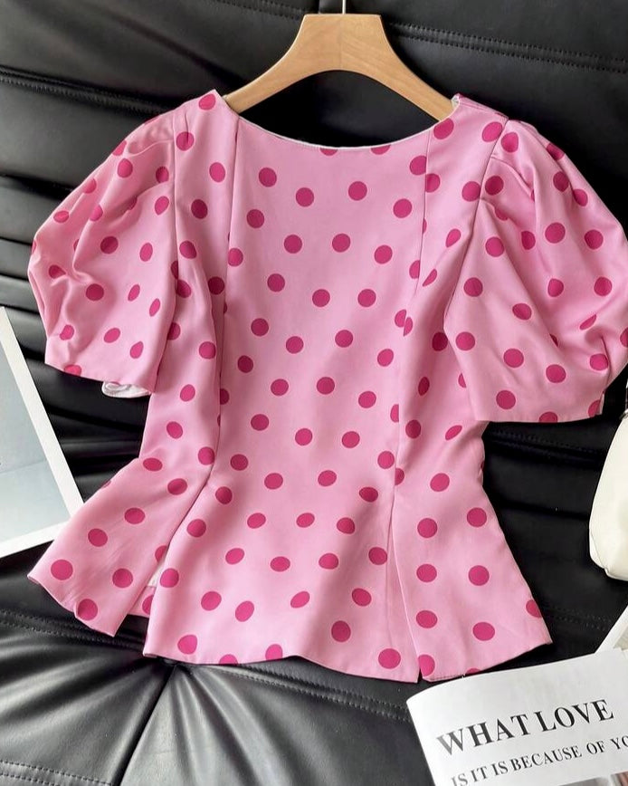 Pink Polka Dot Top