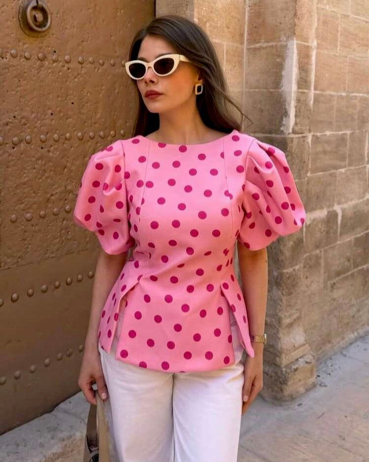 Pink Polka Dot Top