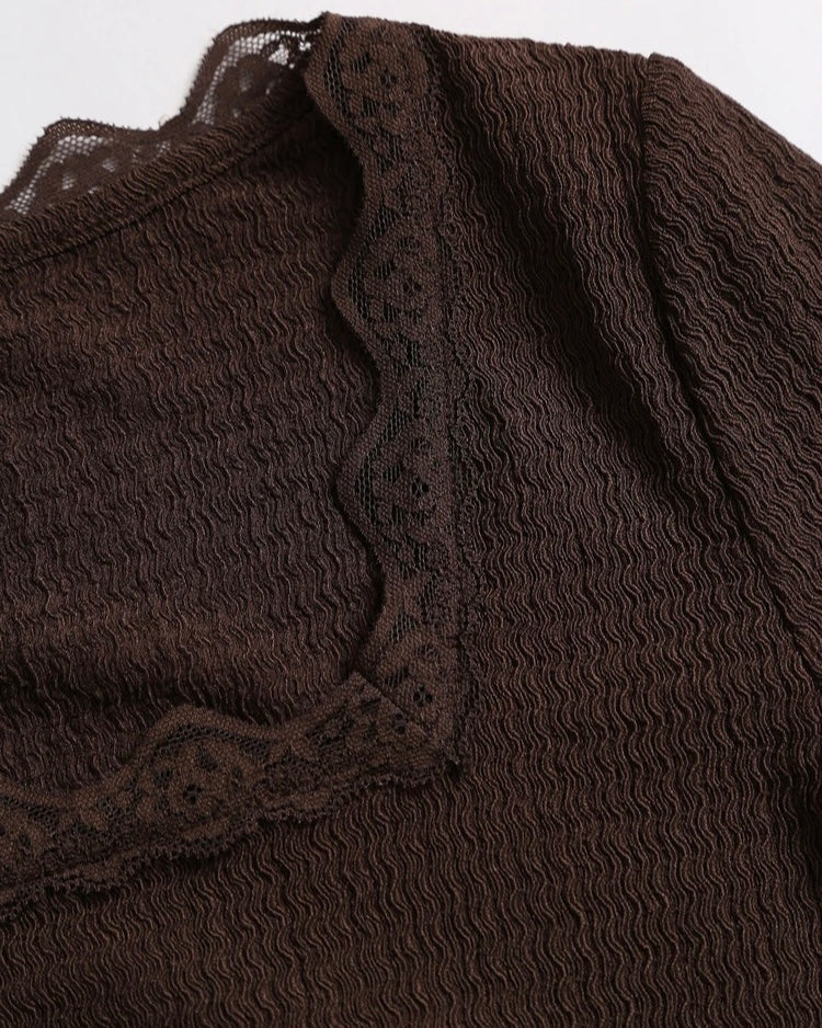 Chocolate Brown Ribbed Lounge Set