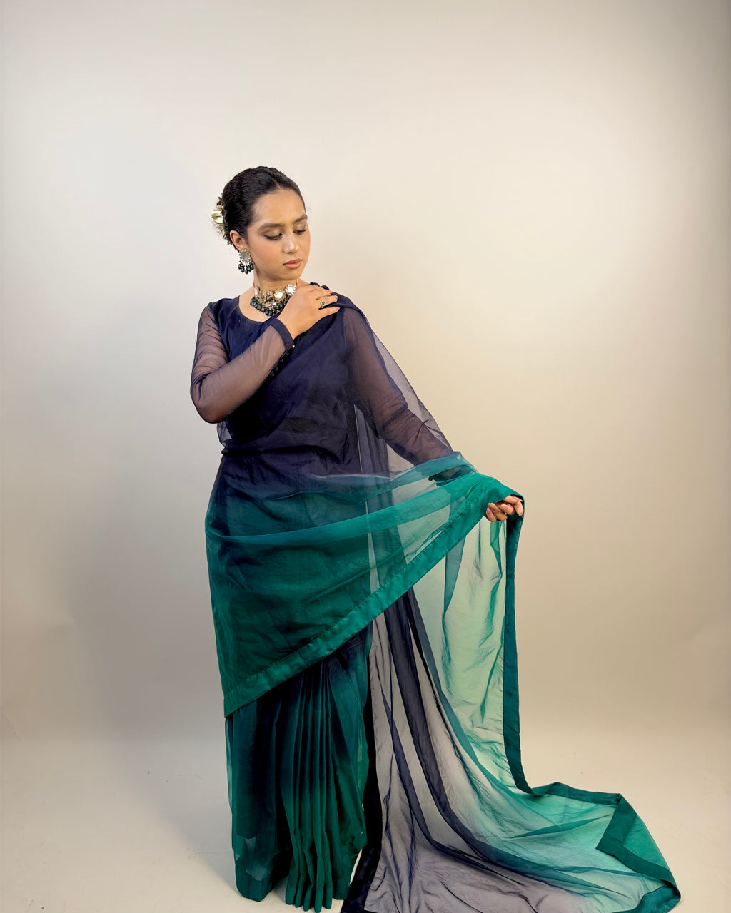 2 SHADES ORGANZA SAREE