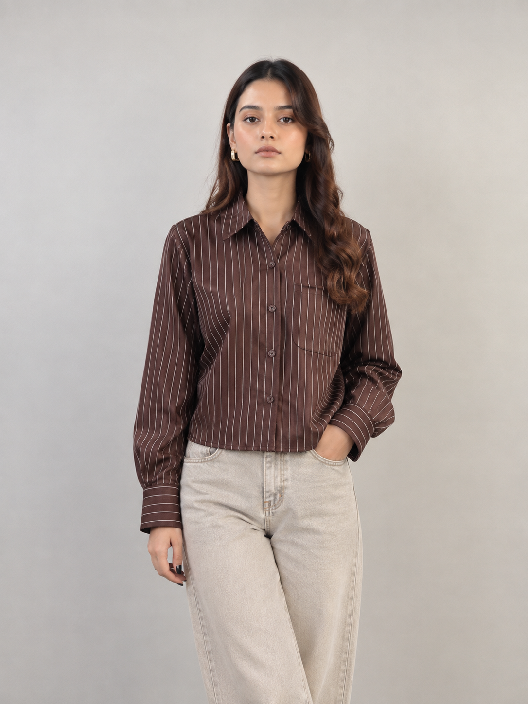 Brown Button-Down Shirt