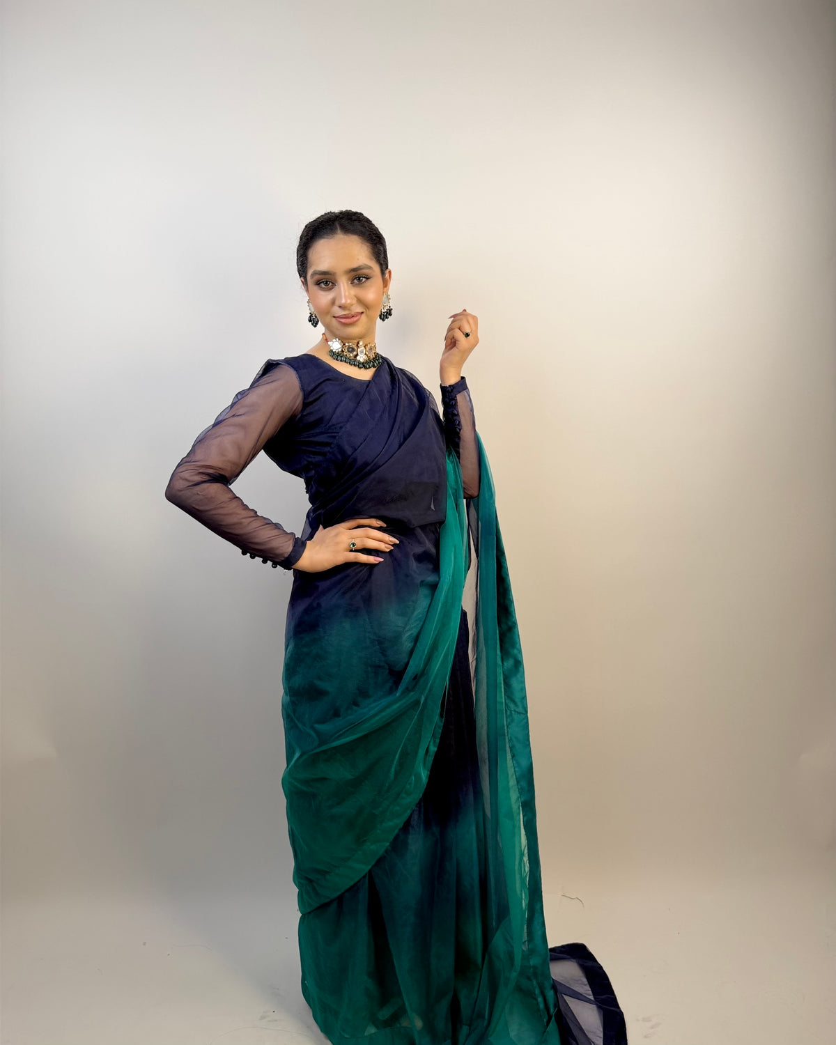 2 SHADES ORGANZA SAREE