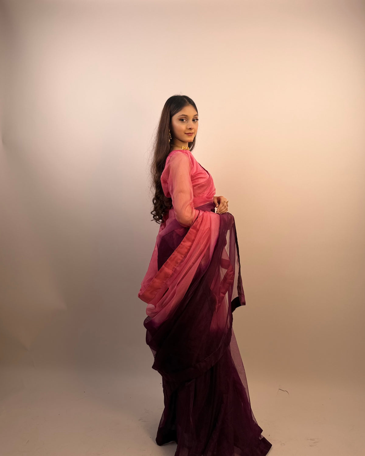 2 SHADES ORGANZA SAREE