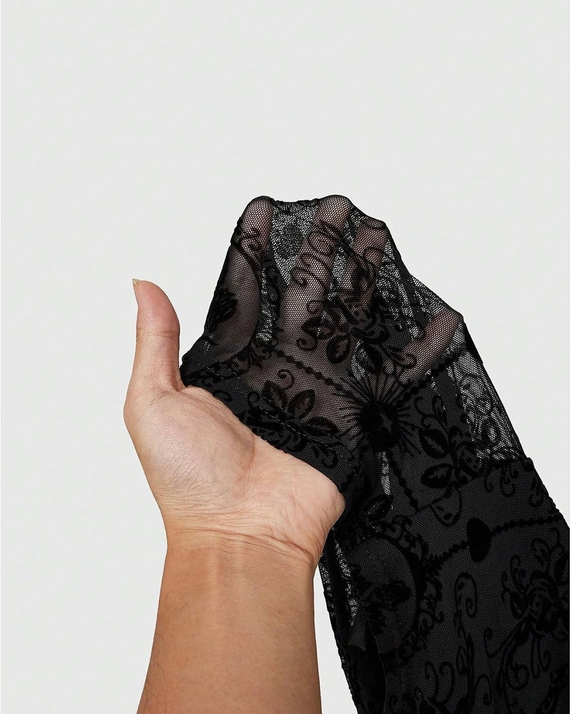 Black Lace-Up Corset Top with Sheer Bell Sleeves