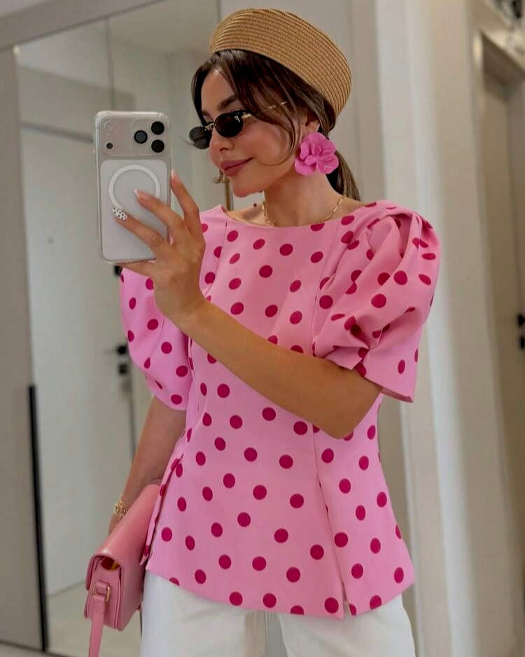 Pink Polka Dot Top