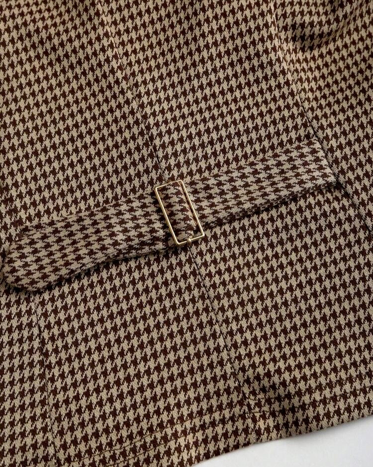Brown Houndstooth Vest & Wide-Leg Pants Set