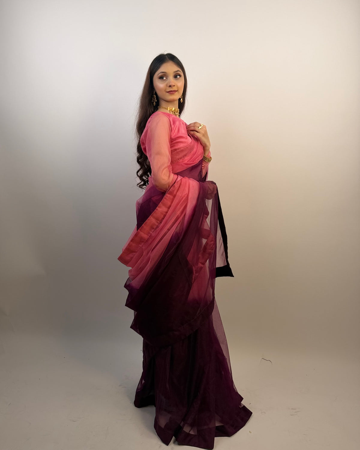 2 SHADES ORGANZA SAREE