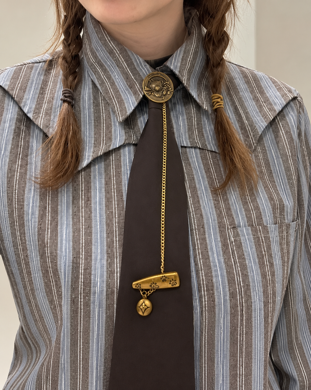 Elegant Striped Shirt with Tie