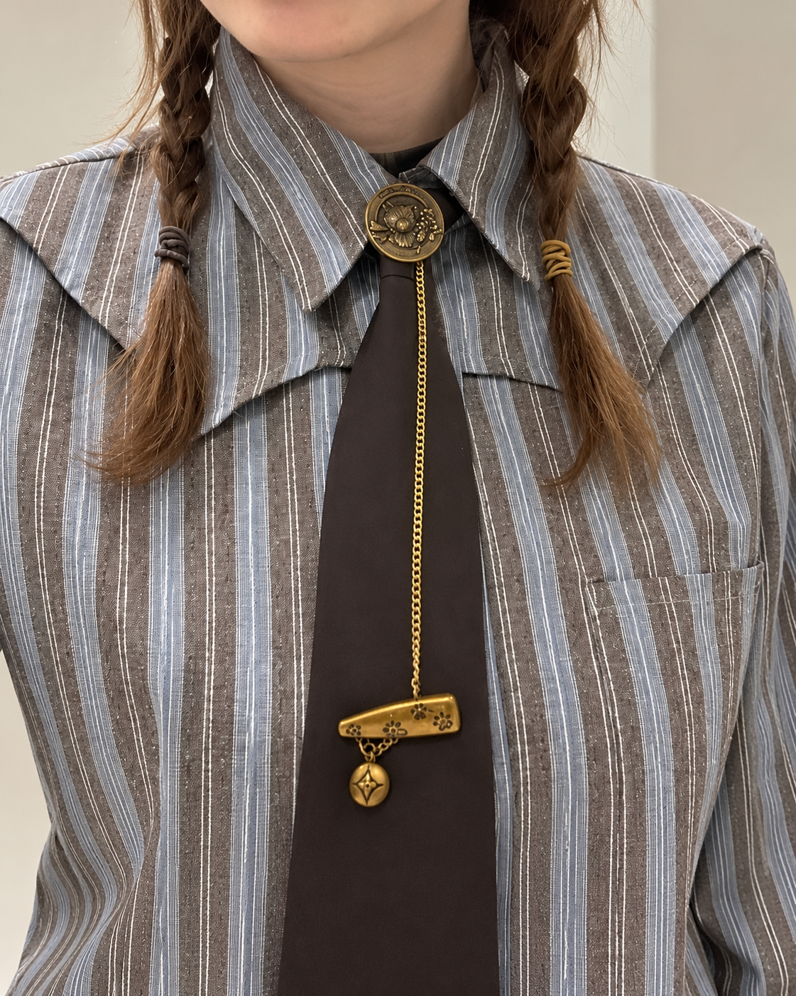 Elegant Striped Shirt with Tie
