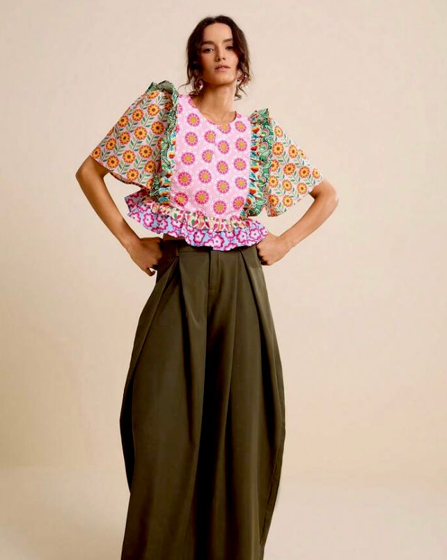 Floral Printed Ruffle Peplum Top