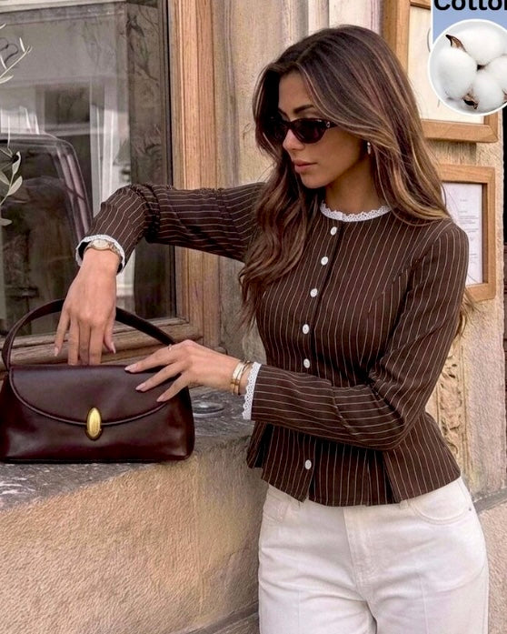 Brown Pinstripe Button-down