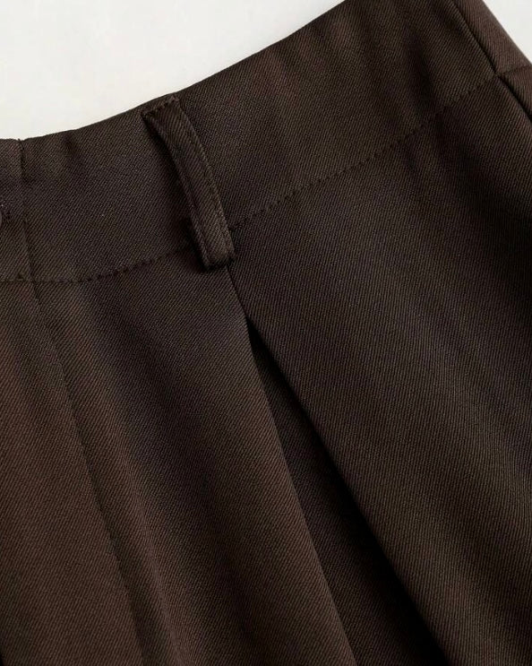 Dark Brown Wide-Leg Trousers