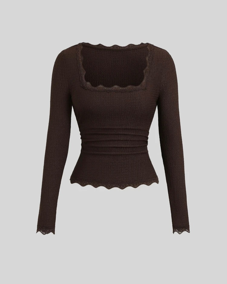Chocolate Brown Ribbed Lounge Set