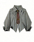 Elegant Striped Shirt with Tie