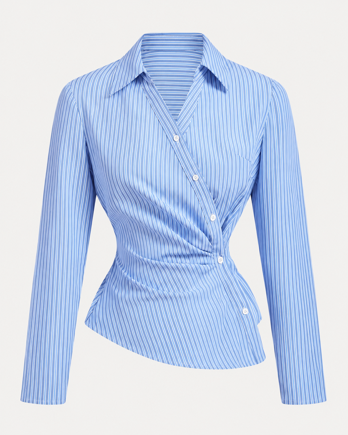 Blue Pinstripe Wrap Shirt