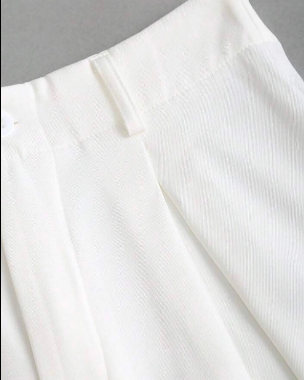 White High-Waist Wide-Leg Trousers