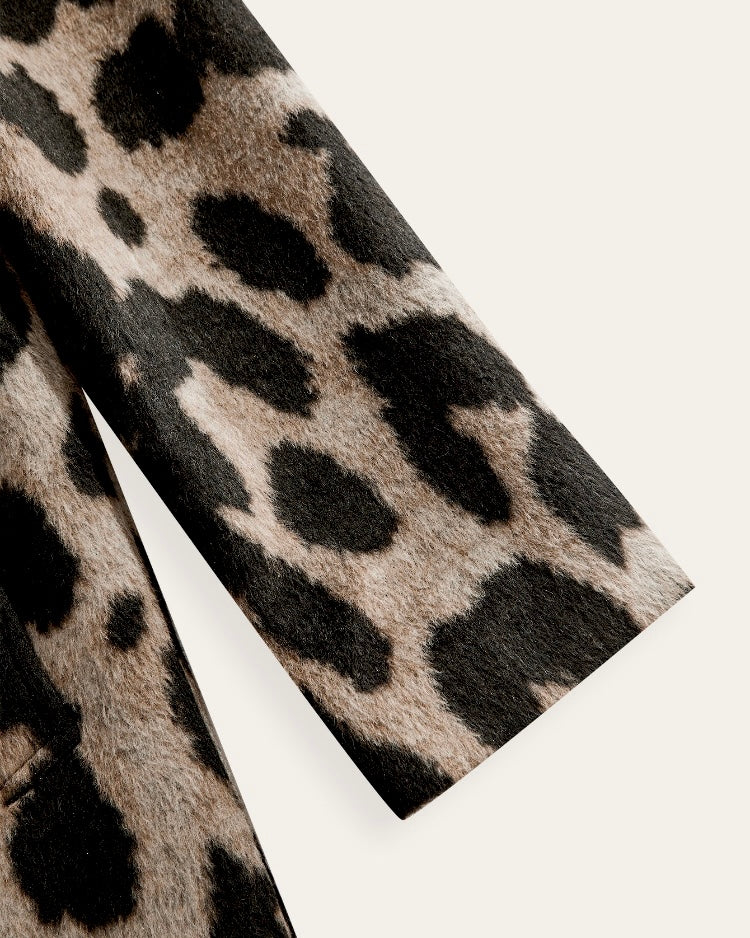 Beige & Black Printed Long Coat