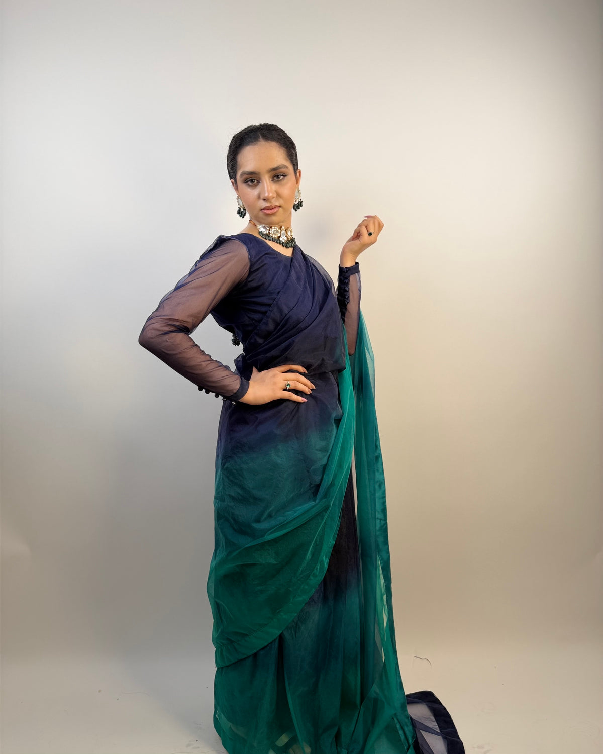2 SHADES ORGANZA SAREE