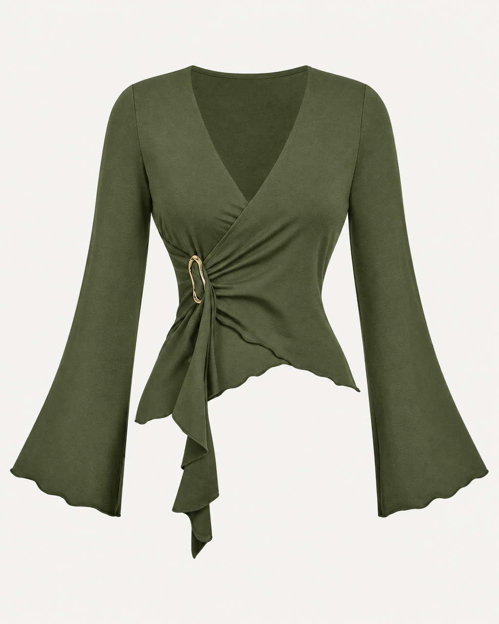Olive Green Wrap Top