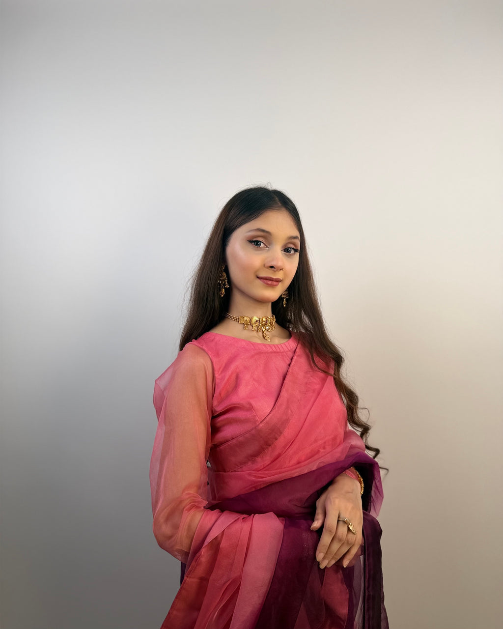 2 SHADES ORGANZA SAREE