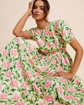 Floral Puff-Sleeve Fit & Flare Dress