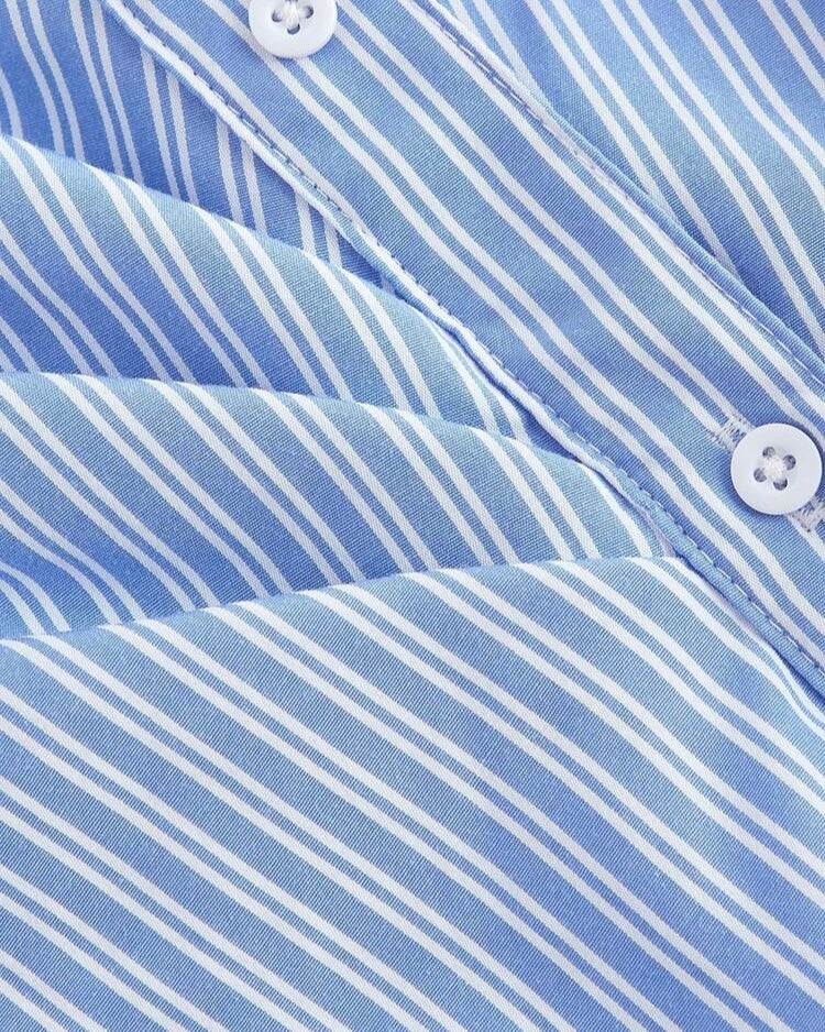 Blue Pinstripe Wrap Shirt