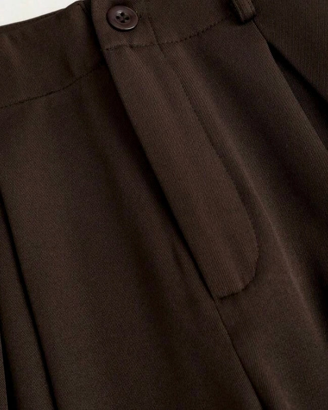 Dark Brown Wide-Leg Trousers