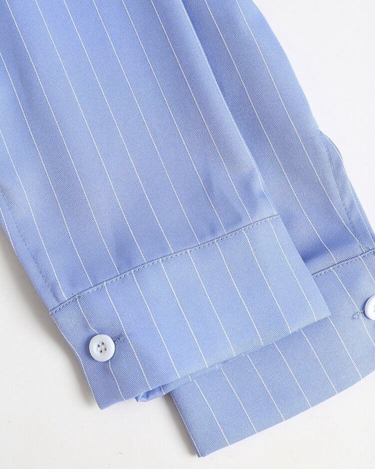 Sky Blue Pinstripe Lace-Up Shirt
