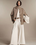 Taupe Wool-Blend Oversized Jacket