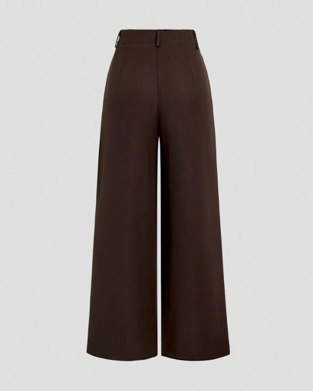 Dark Brown Wide-Leg Trousers