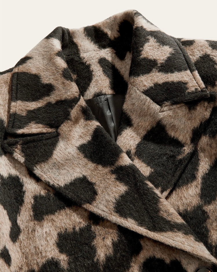 Beige & Black Printed Long Coat