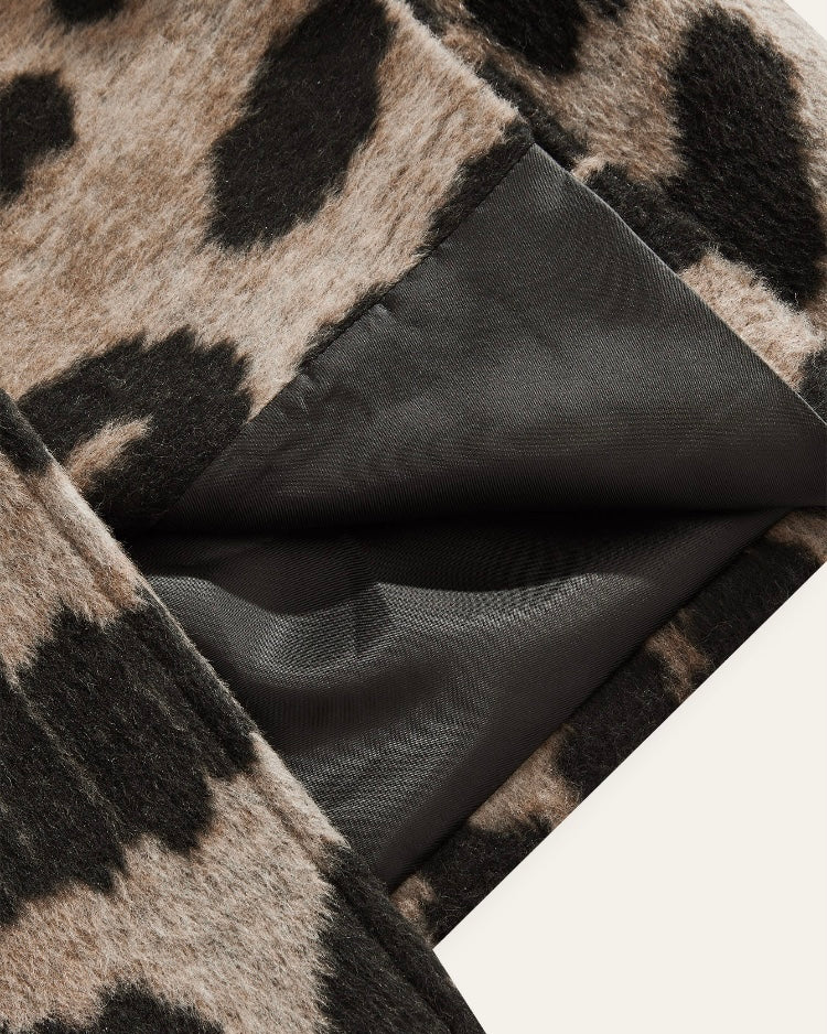 Beige & Black Printed Long Coat