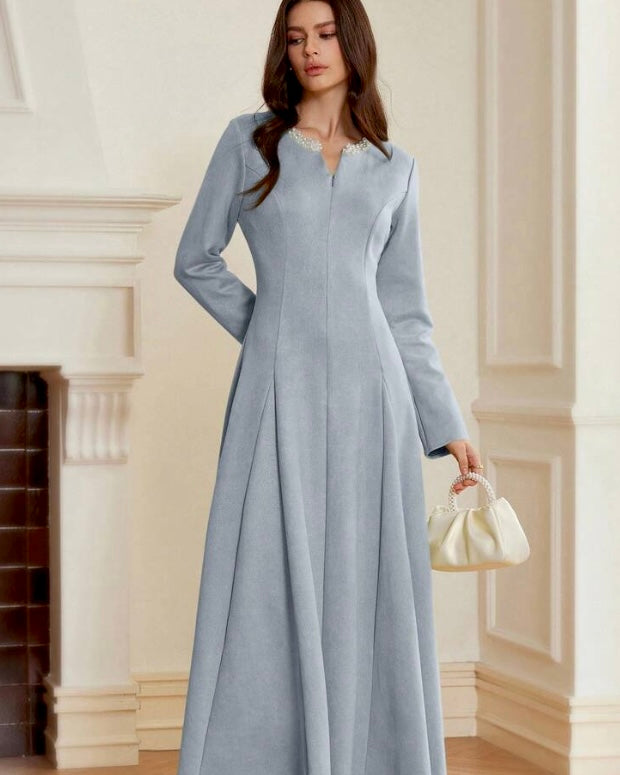 Pearl Embellished Powder Blue maxi dress