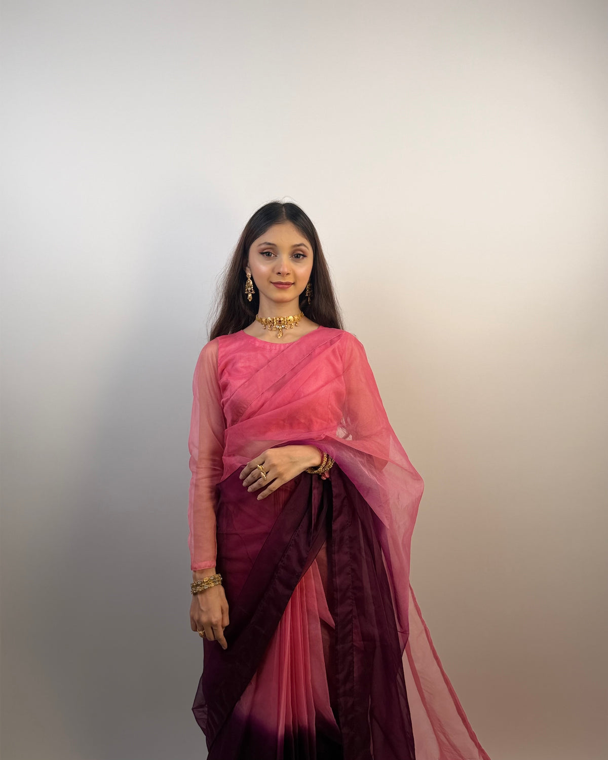 2 SHADES ORGANZA SAREE
