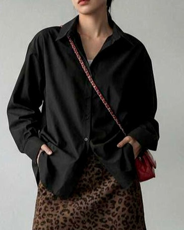 Black Classic Button-Down Cotton Shirt