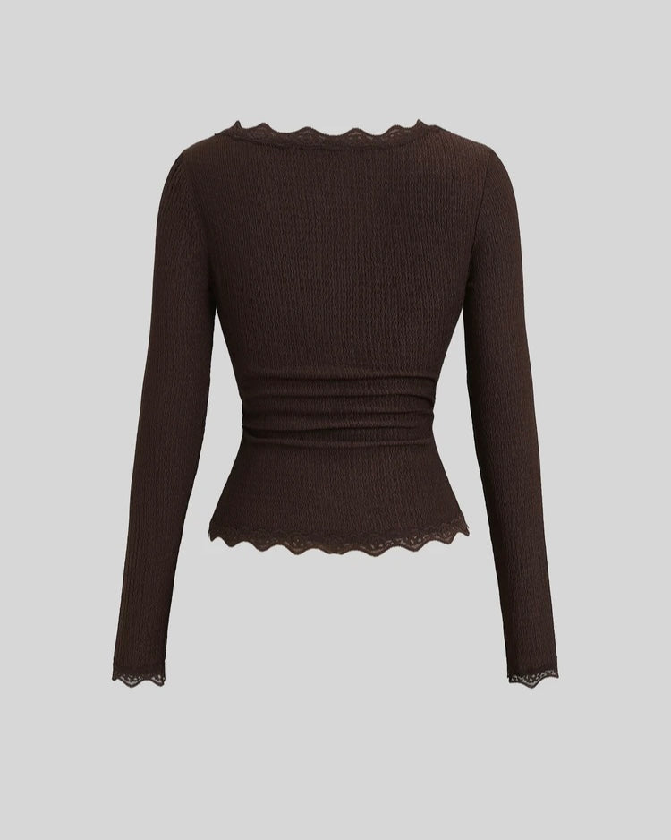 Chocolate Brown Ribbed Lounge Set
