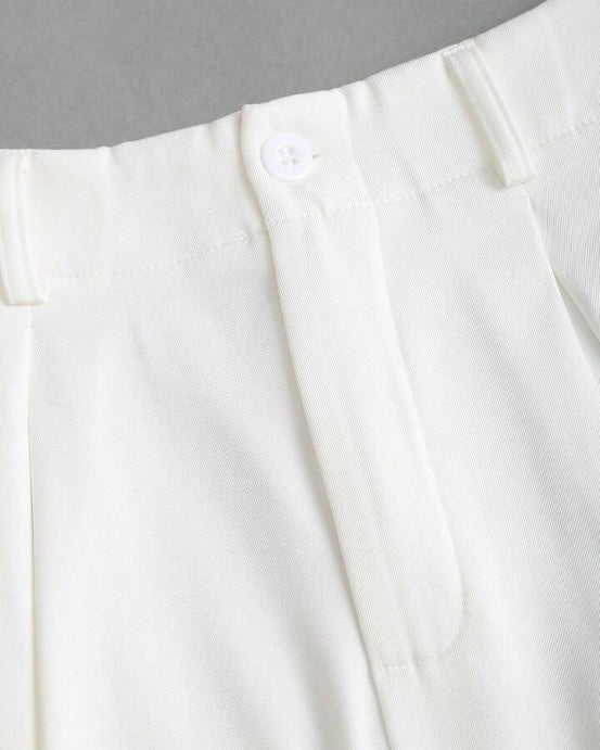 White High-Waist Wide-Leg Trousers