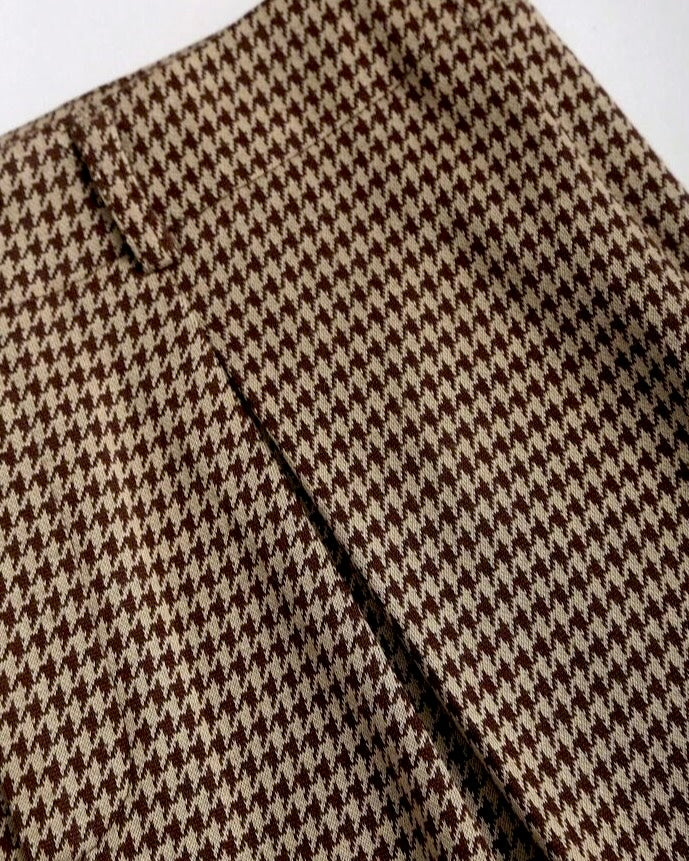 Brown Houndstooth Vest & Wide-Leg Pants Set