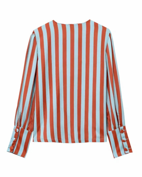 RUST & SKY BLUE STRIPED SHIRT