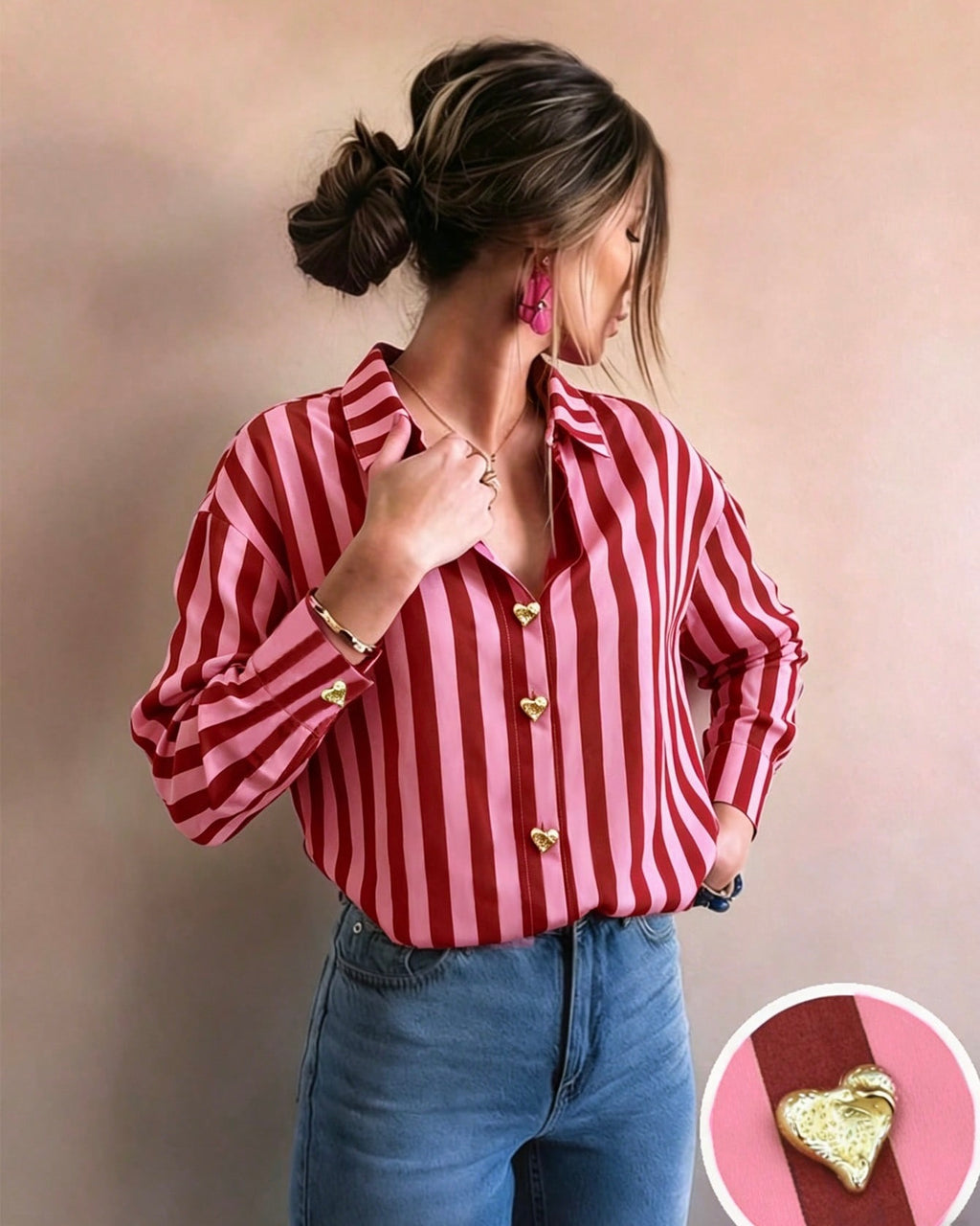 BURGUNDY & HOT PINK STRIPED SHIRT