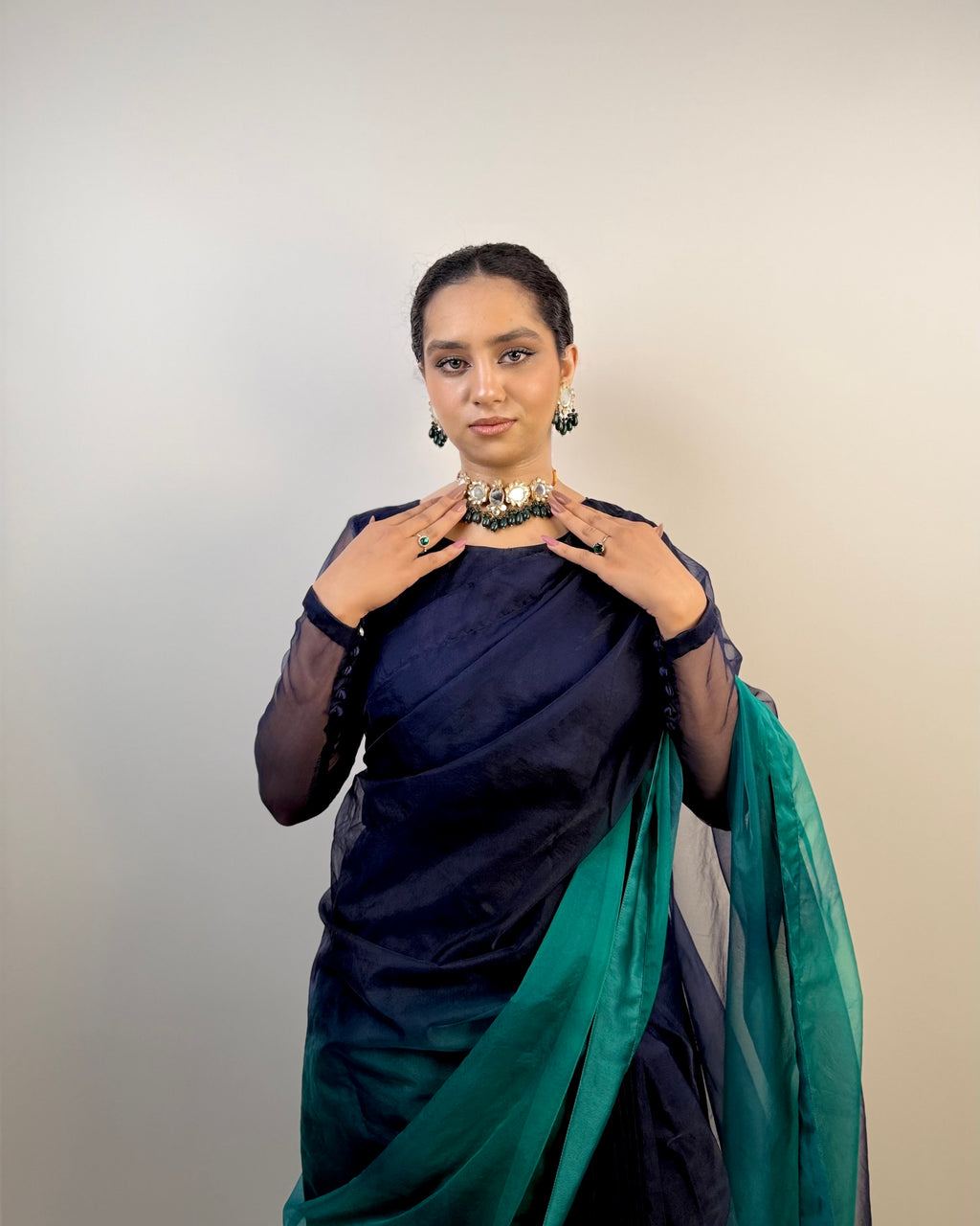 2 SHADES ORGANZA SAREE