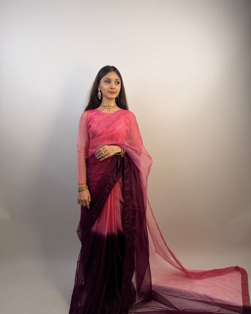 2 SHADES ORGANZA SAREE