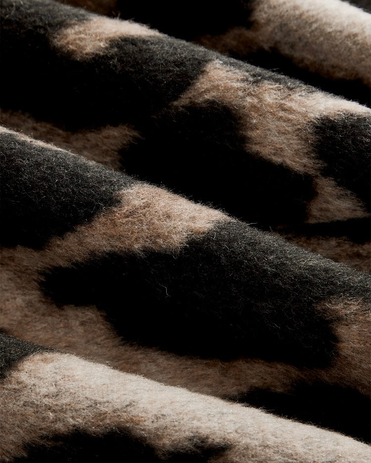 Beige & Black Printed Long Coat
