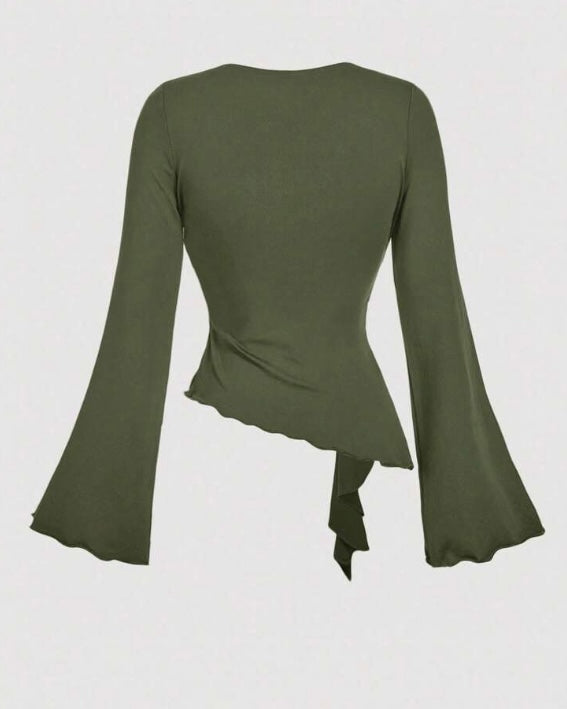 Olive Green Wrap Top