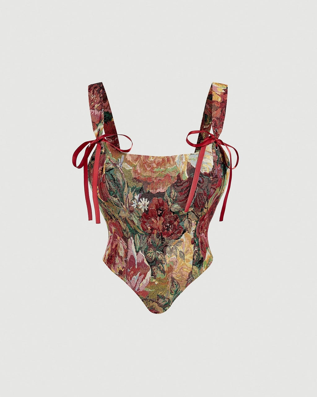 Lace-Up Corset Top – Red Tie Straps