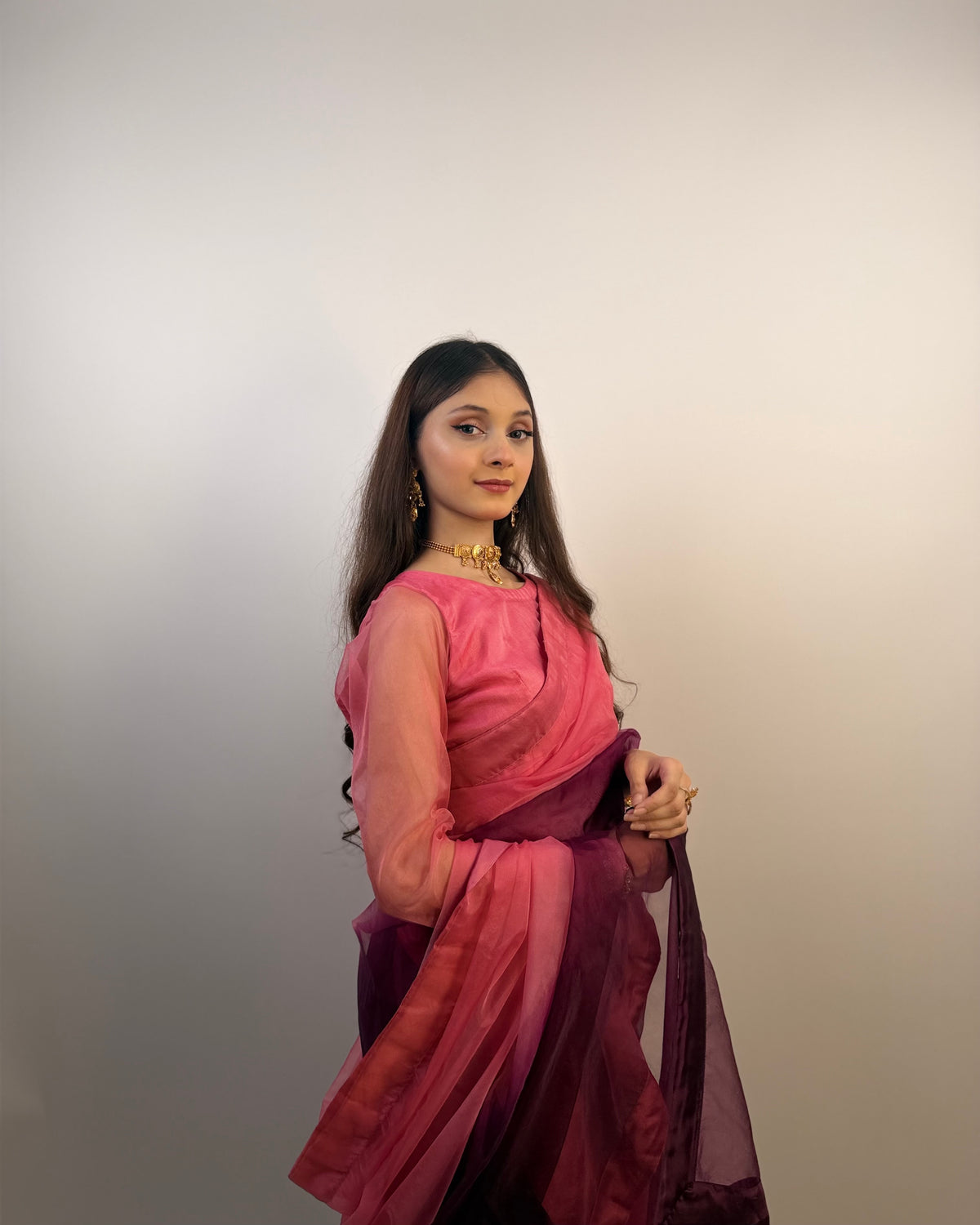2 SHADES ORGANZA SAREE