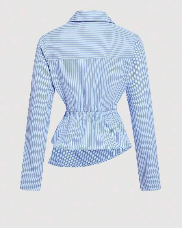 Blue Pinstripe Wrap Shirt