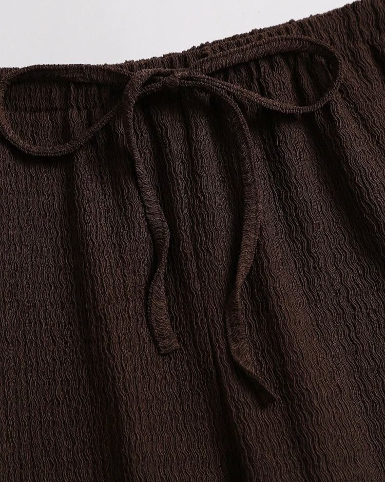 Chocolate Brown Ribbed Lounge Set
